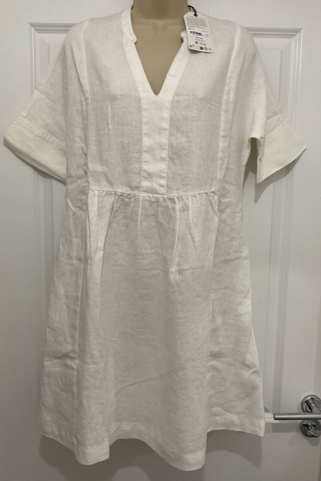 EX Seasalt White Chalk Draw Kiln Linen Dress 8 10 12 14 16 18 20 22 RRP £75.95