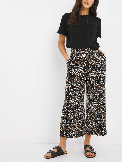 Capsule Black Animal Print Spun Wide Leg Culottes 16, 18, 20, 22, 26, 30