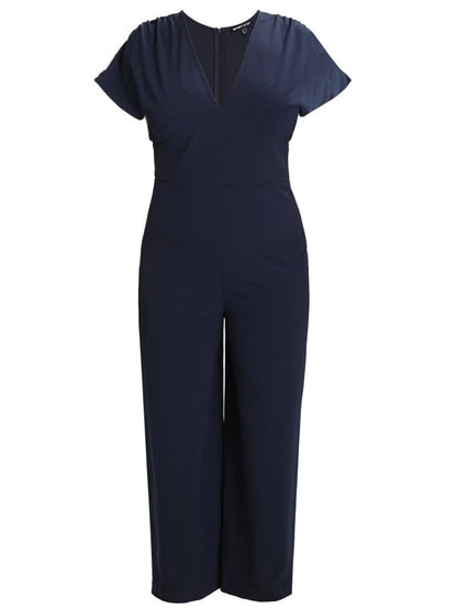 Second Script Curve Navy Empire Waist V-Neck Jumpsuit Sizes 18 or 20 TALL