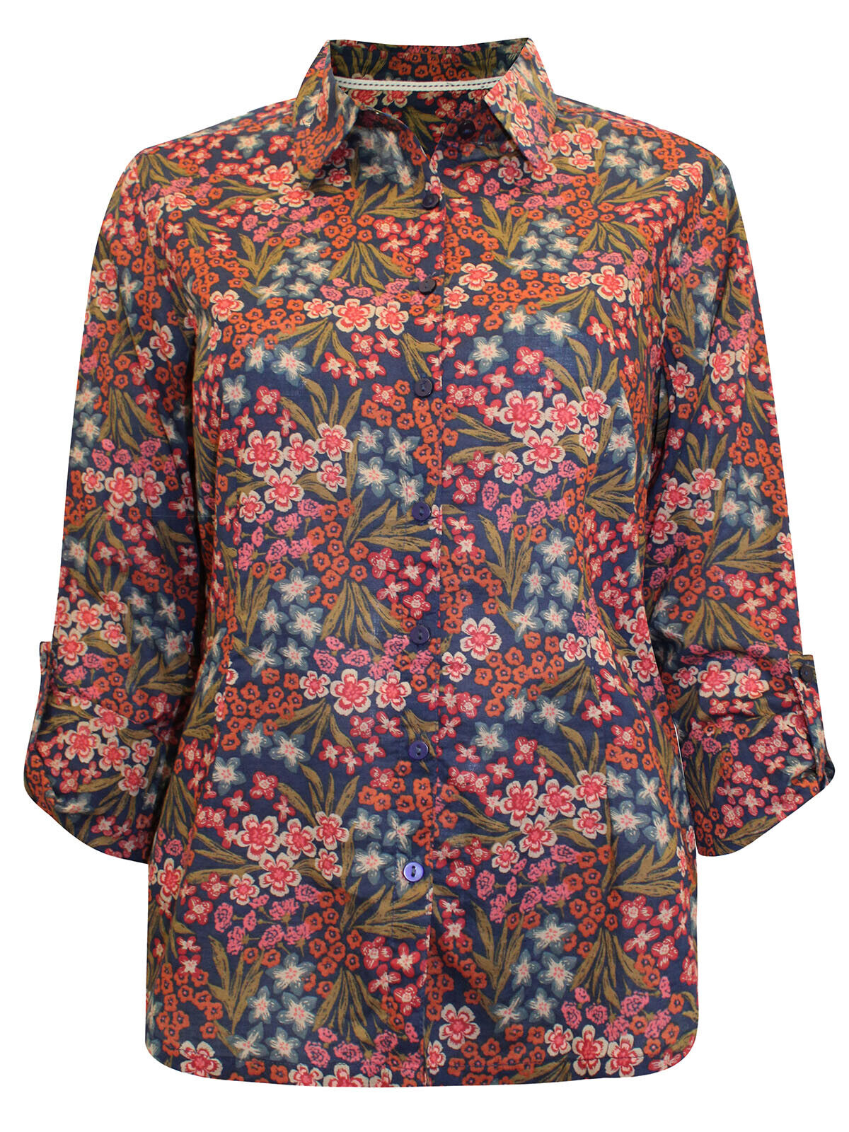 EX Seasalt Red Floral Larissa Organic Cotton Shirt Sizes 10, 12, 14, 16, 20, 24