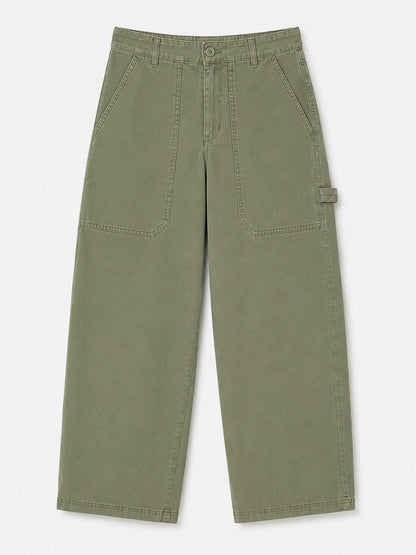 EX M*S Light Khaki Cotton Rich Carpenter Straight Leg Trousers Size 10S0