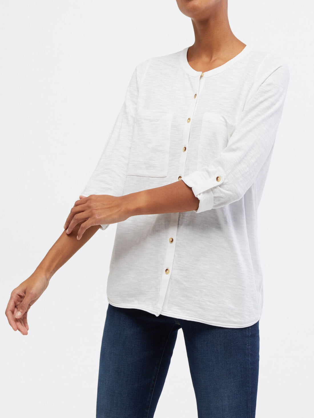 EX White Stuff White Lou Lou Organic Cotton Jersey Shirt Sizes 8 or 14 RRP £35