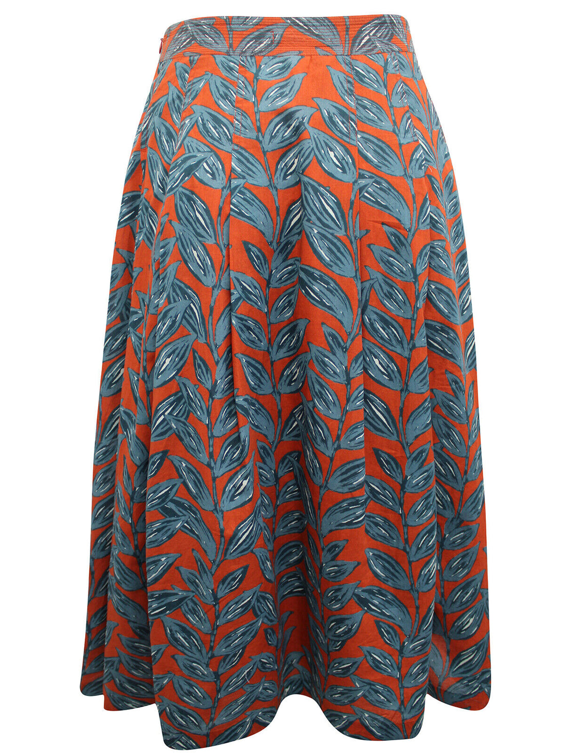 EX Seasalt Orange/Red Leaves Cotton Sea Mist Skirt 12 14 16 18 20 22 24 26/28