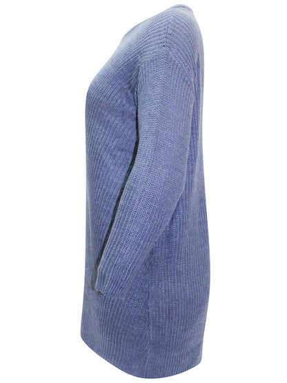 Curve Denim Blue Long Sleeve Chunky Rib Longline Jumper 14/16 18/20 22/24 26/28