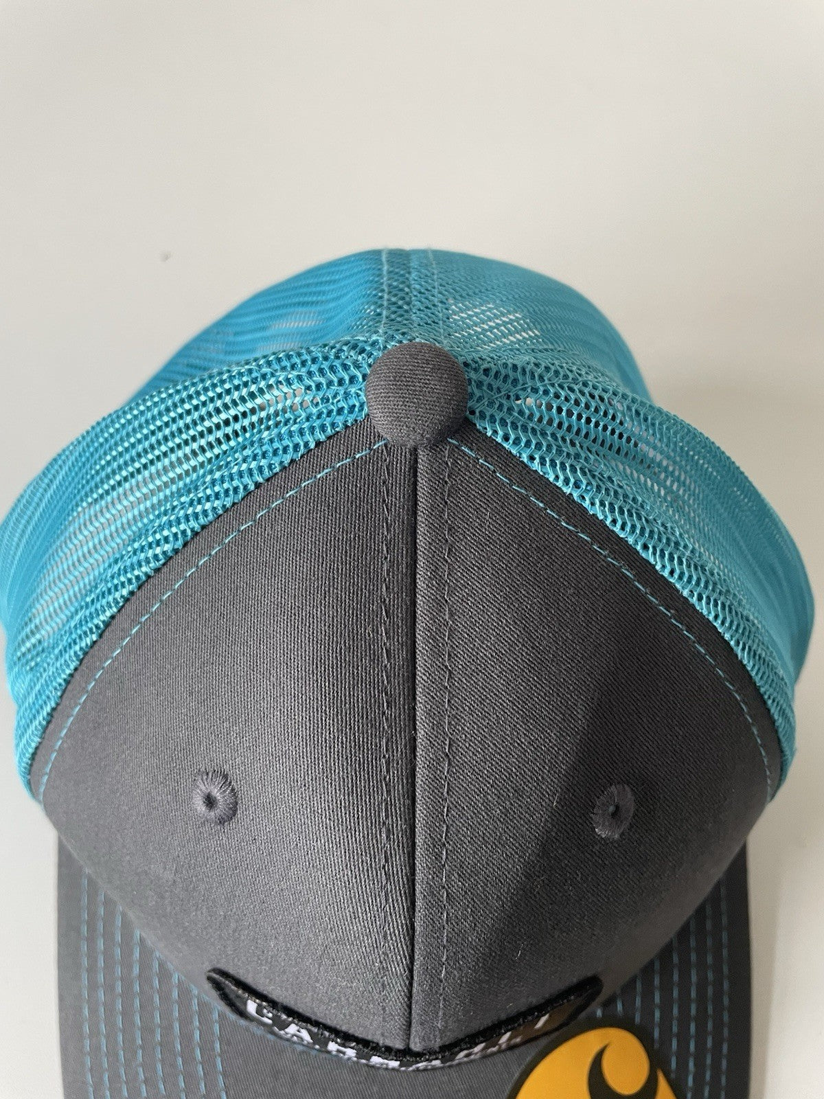 Carhartt Grey/Blue Force Cap Canvas Mesh Back Graphic Logo Workwear Cap2
