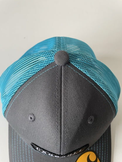 Carhartt Grey/Blue Force Cap Canvas Mesh Back Graphic Logo Workwear Cap2