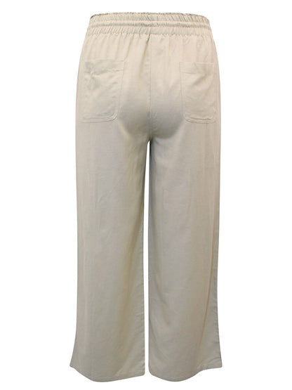 JD Williams Stone Easy Care Linen Blend Wide Leg Trousers in Size 22