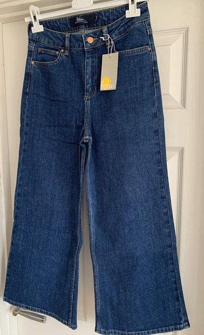 Boden Cropped Wide Leg Jeans Classic Denim Blue High Rise 8-22 Pet, Reg, Long