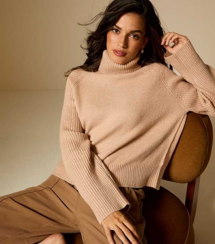 New Look Camel Rib Roll Neck Jumper Size X Large RRP £29.991
