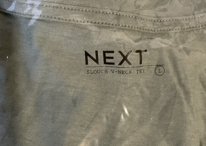 Muted Green Cotton Modal Slouch V-Neck T-Shirt Size Large2