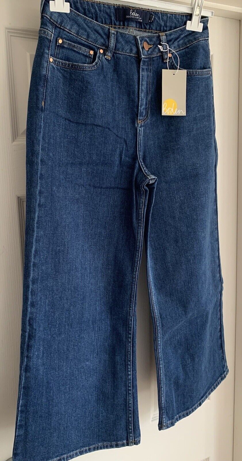 Boden Cropped Wide Leg Jeans Classic Denim Blue High Rise 8-22 Pet, Reg, Long