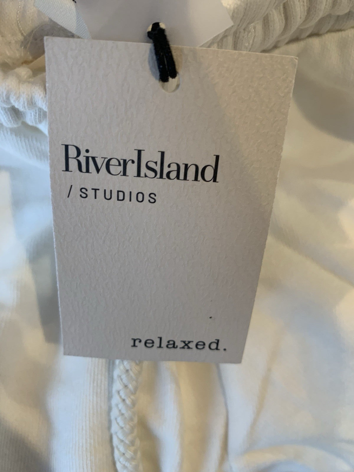 River Island Womens White Cotton Wide leg Trousers Size L RRP £262