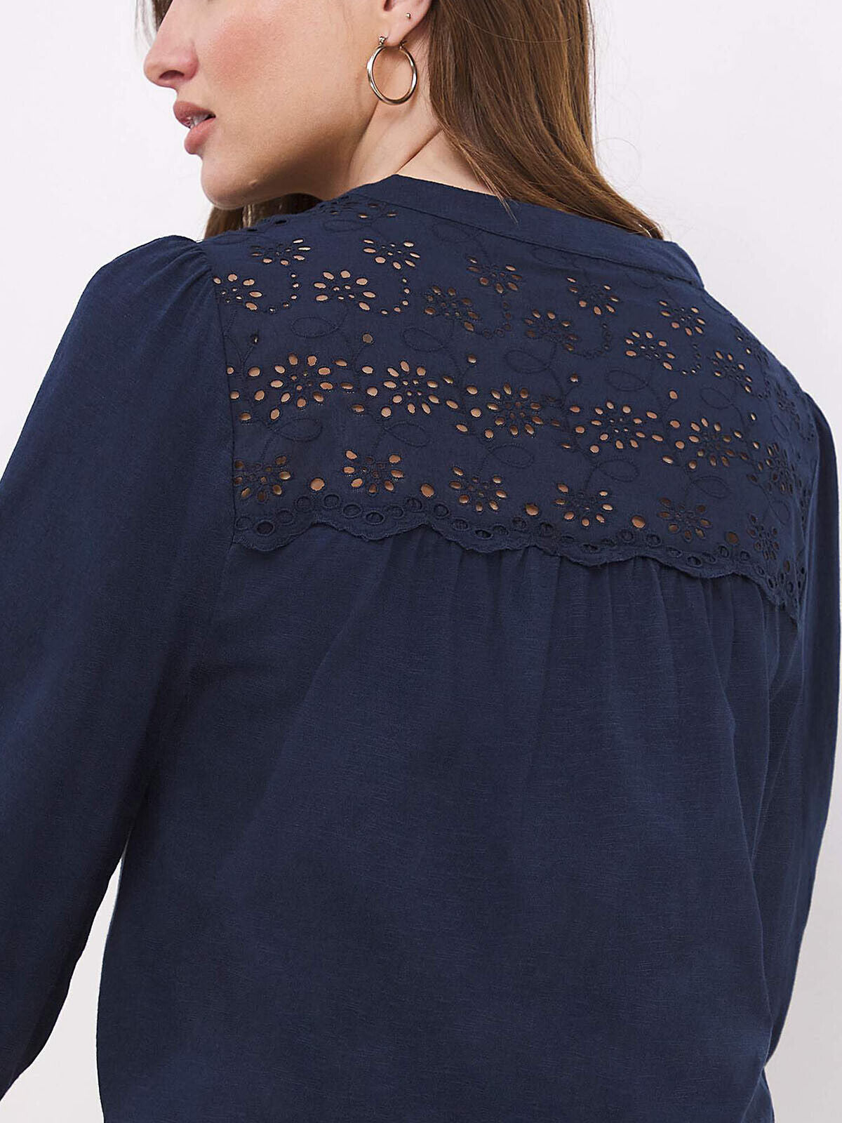 Julipa Navy Broderie Detail Button Top 18, 20, 22, 26, 28, 30 RRP £30