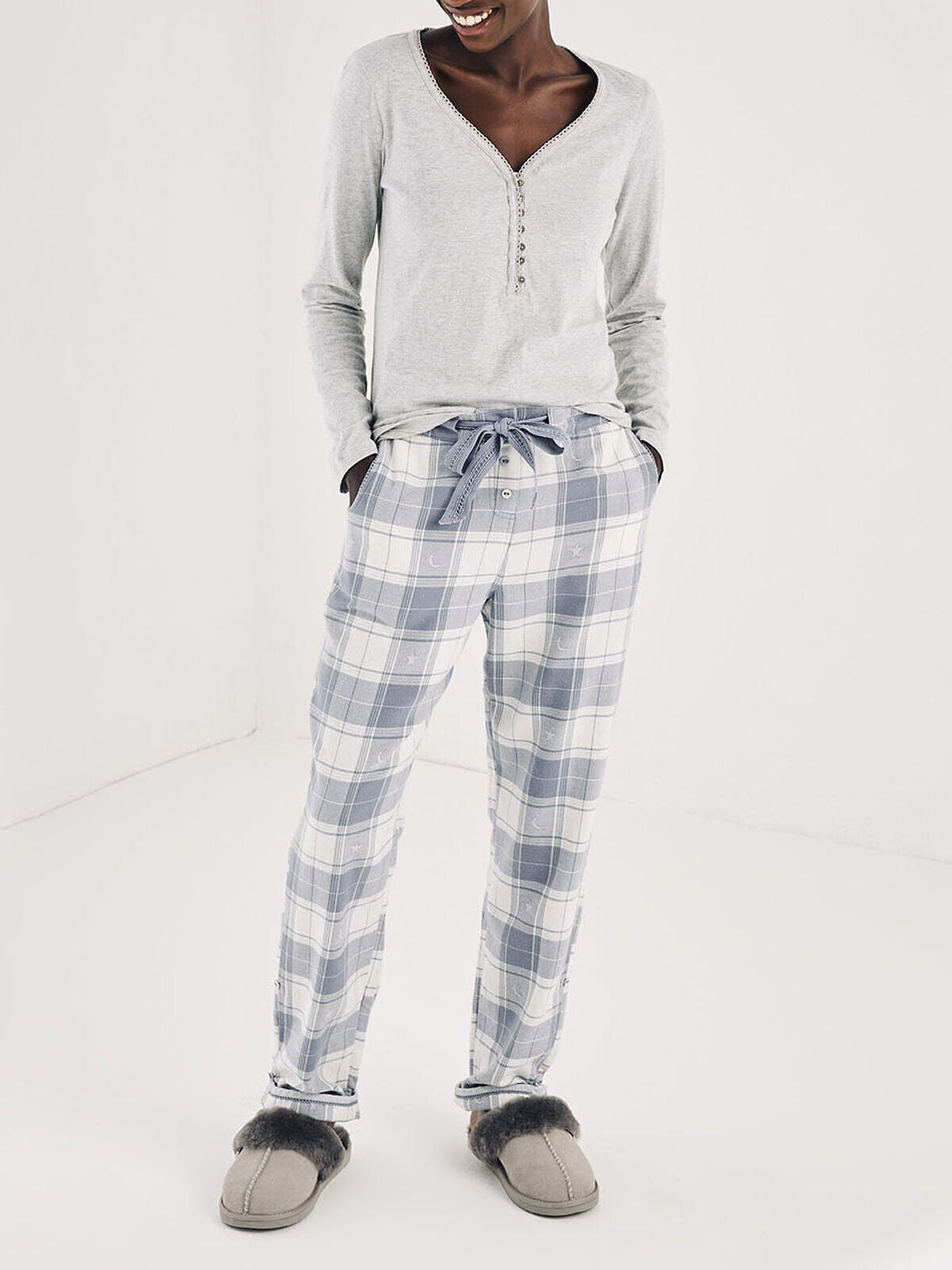 EX Fat Face Pale Blue Eva Moon Pyjama Lounge Pants 10, 12, 14, 16, 18, 22, 24