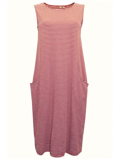 EX Seasalt Red Stripe Canvas Sunbaked Chalk Halldrine Dress 10-28 RRP £59.95