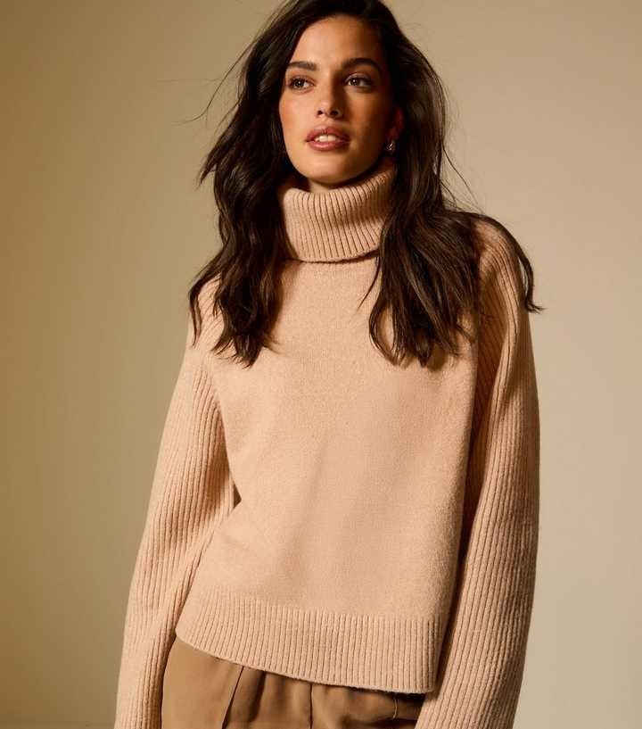 New Look Camel Rib Roll Neck Jumper Size X Large RRP £29.990