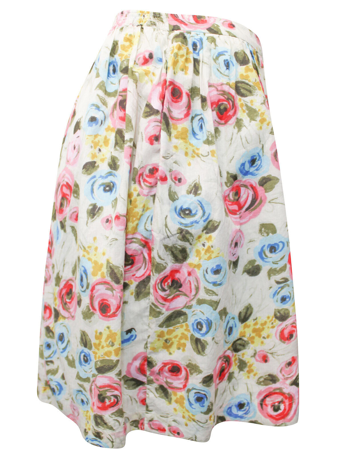 EX Cath Kidston Floral Multicolour Roses Button Front Summer Short A-Line Skirt