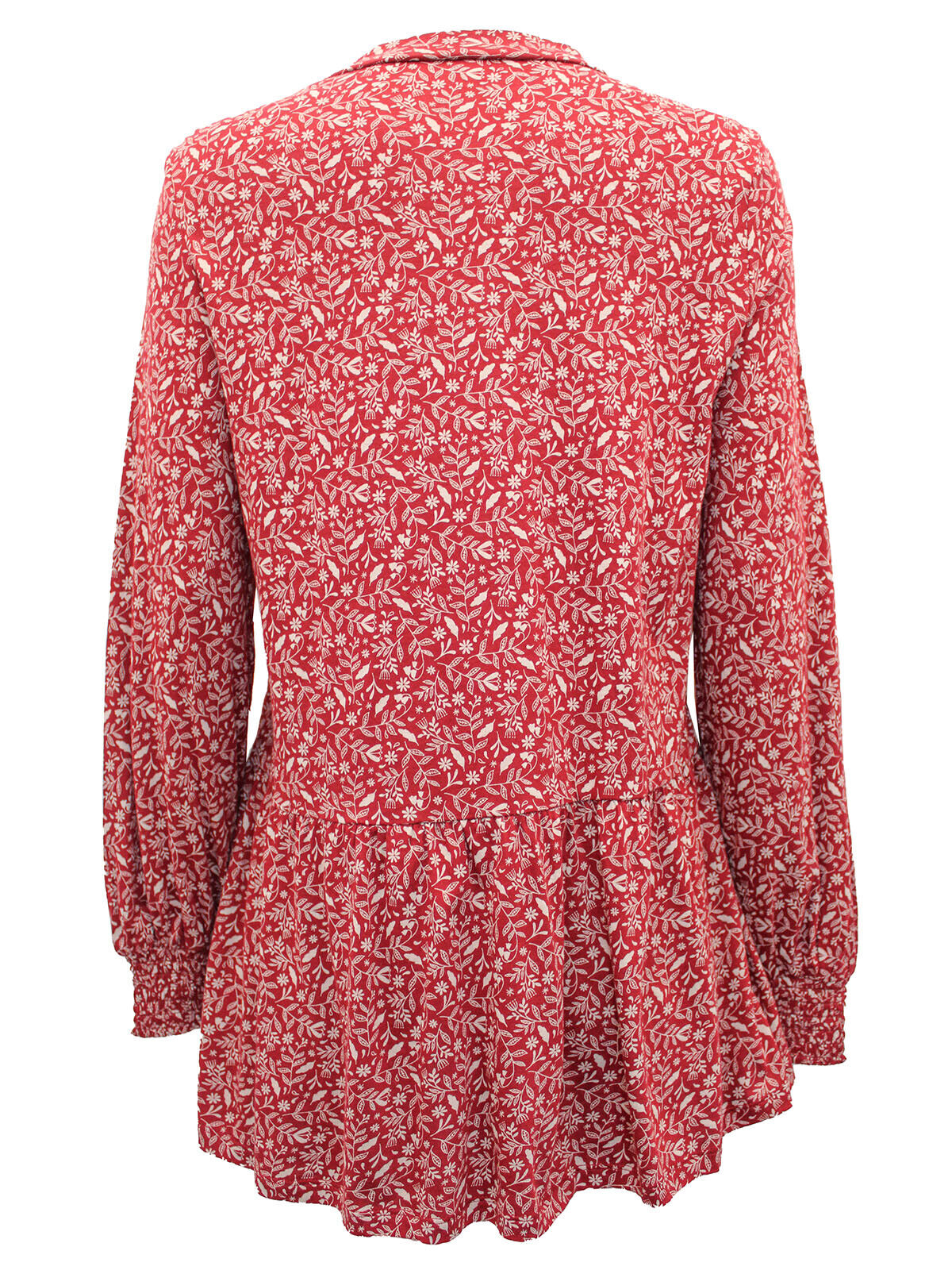 EX Seasalt Red Woodland Ditsy Cliff Cottage Tiered Jersey Top Sizes 10-28 RRP£45