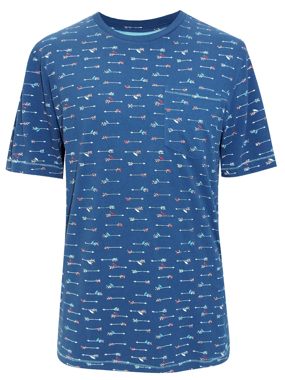 EX WHITE STUFF Blue Mens Pure Cotton Arrow Print Tee Sizes L, XL, XXL RRP £35