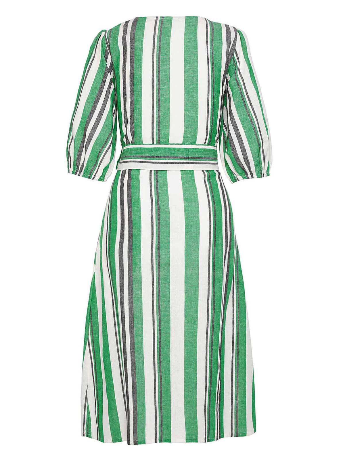 JD Williams Green Striped Button Down Linen Dress 18 22 24 26 28 30 32 RRP £40