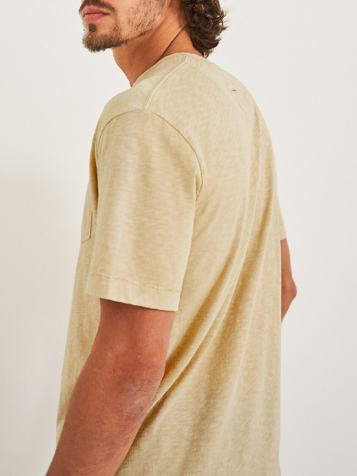 EX White Stuff Light-Yellow Mens Vegetable Dye Pocket Tee M, XL, 2XL RRP £22