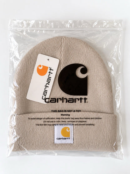 Carhartt Oatmeal Beanie Hat Brown Acrylic Rib Knit Workwear Watch Cap Unisex2