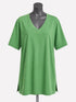 Green Cotton Modal Slouch V-Neck T-Shirt Size 2XL0