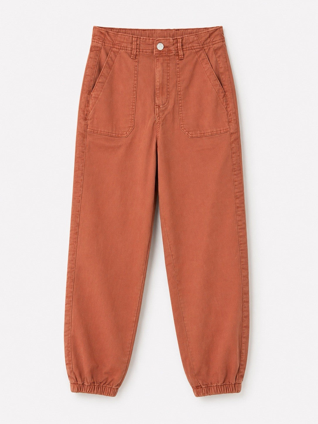 EX M*S Salmon Cotton Blend Slim Ankle Grazer Joggers Chino Trousers Size 10Short0