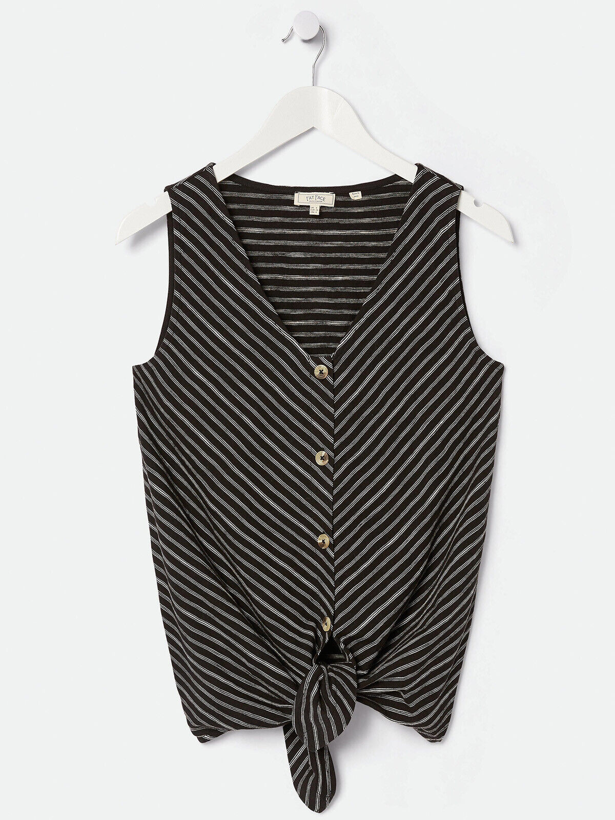 EX Fat Face True Black Bronwin Stripe Button Through Cami Sizes 12 or 14 RRP £32