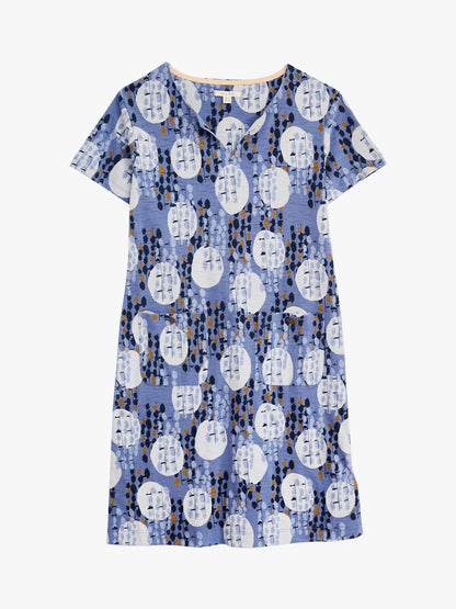 EX WHITE STUFF Blue Jenna Circles Print Jersey Dress Sizes 8 10 12 14 16 20 22