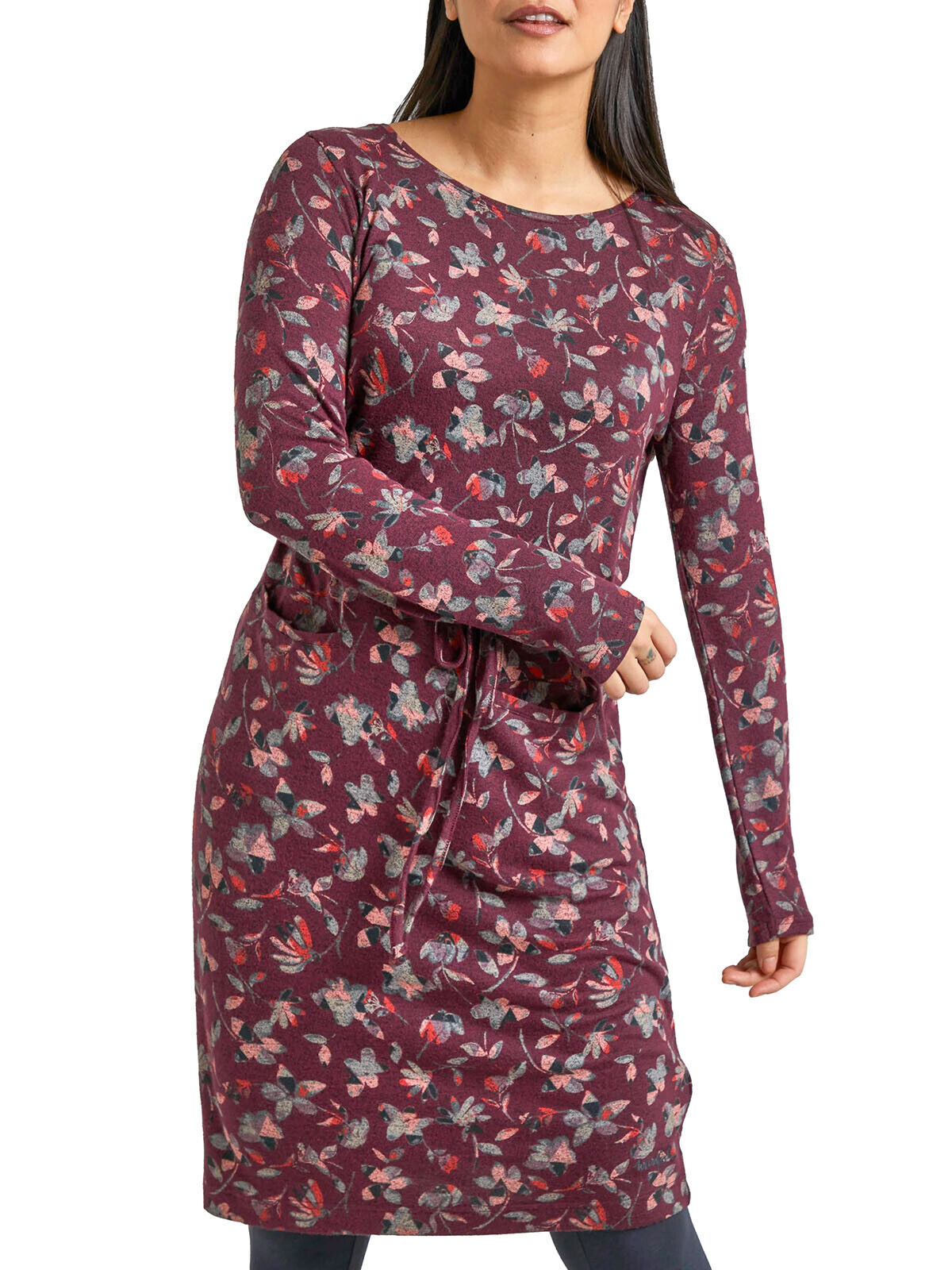 Weird Fish Burgundy Sydney Printed Marl Dress in Sizes 10, 12, 16, 18 RRP £45