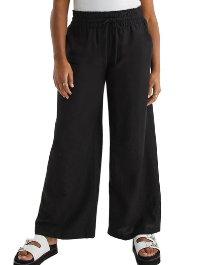 JD Williams Black Linen Blend Wide Leg Trousers Sizes 18 20 22 24 26 28 30 32