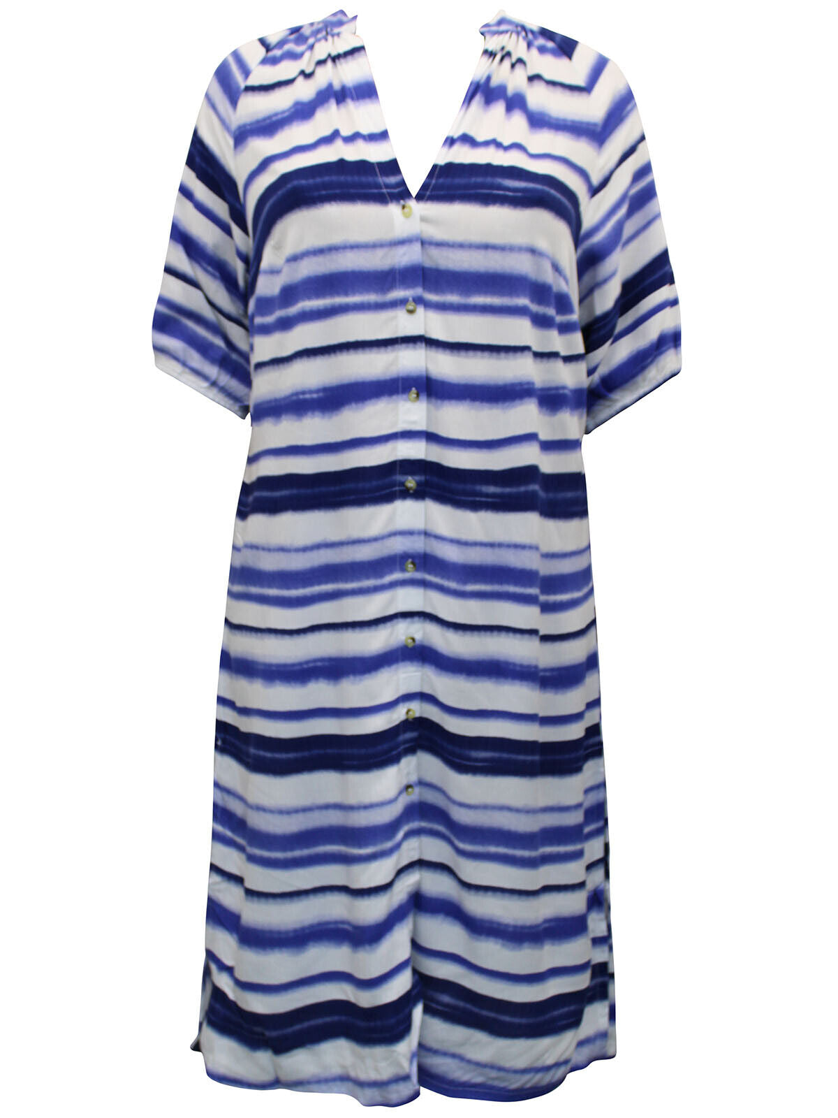 JD Willims Blue Tie Dye Button Through Side Slit Kaftan Dress