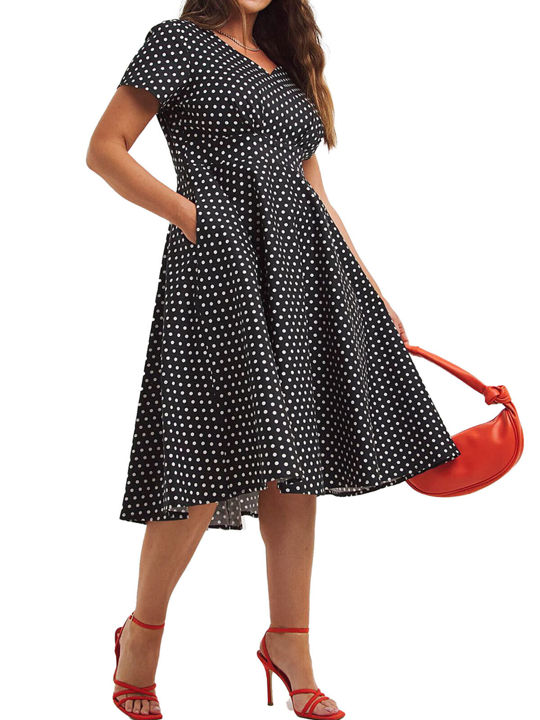 Joe Browns Black The Peggy Polka Dot Midi Dress in Sizes 12, 24, 26