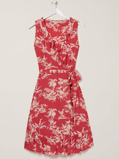 EX Fat Face Red Martha Flamingo Wrap Dress in Sizes 10, 12, 14 RRP £49.50