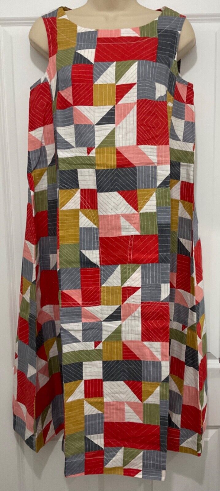 EX Seasalt Cresting Waves Sleeveless Linen Dress Quilt Abstract RRP £86 8-24