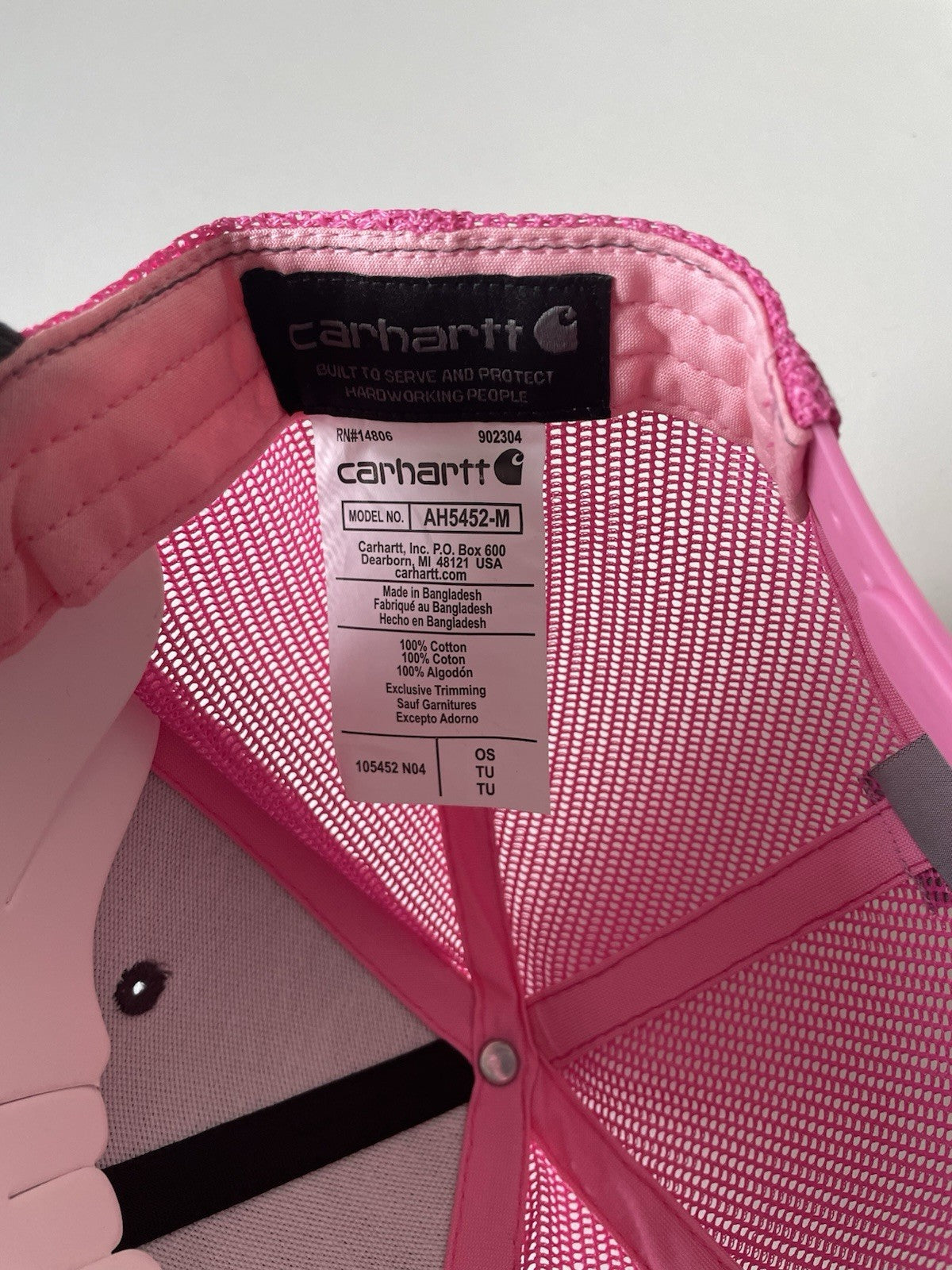 Carhartt Grey/Pink Force Cap Canvas Mesh Back Graphic Logo Workwear Cap2