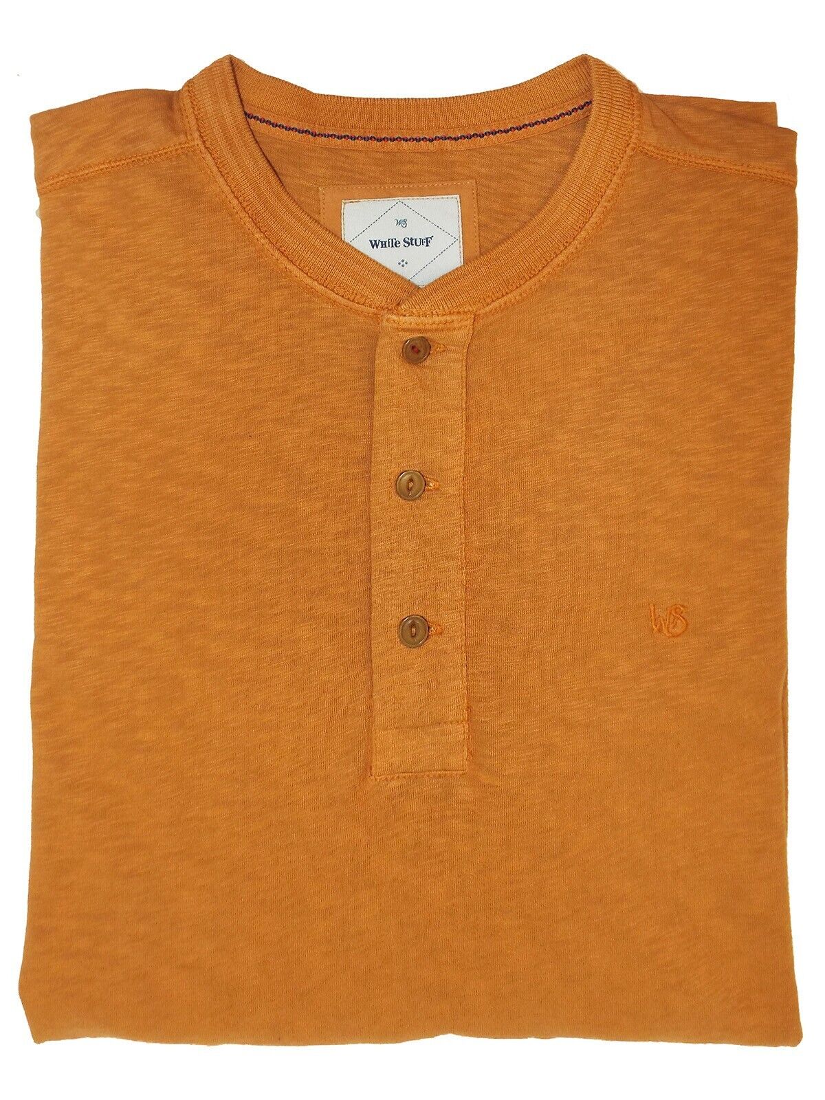 WHITE STUFF Mens Burnt Orange Pure Cotton Penland Henley Top Size Small RRP £35