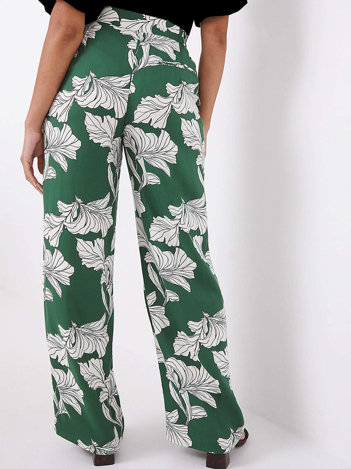 JD Williams Green Print Spun Wide Leg Trousers 16, 22, 26, 28 RRP £26