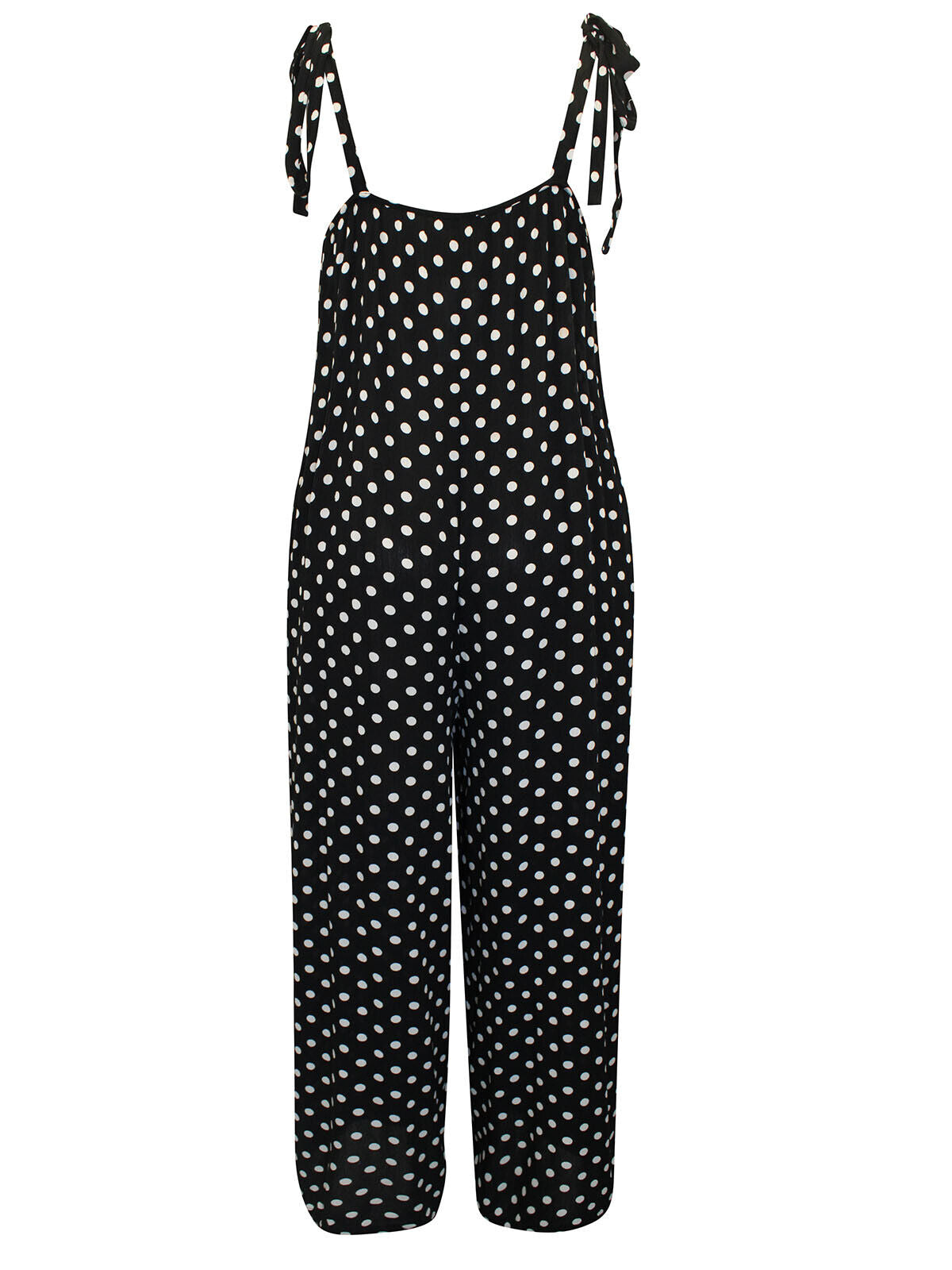 Simply Be Black Spot Tie Strap Crinkle Jumpsuit Sizes 12, 14, 16, 18, 20 RRP £35