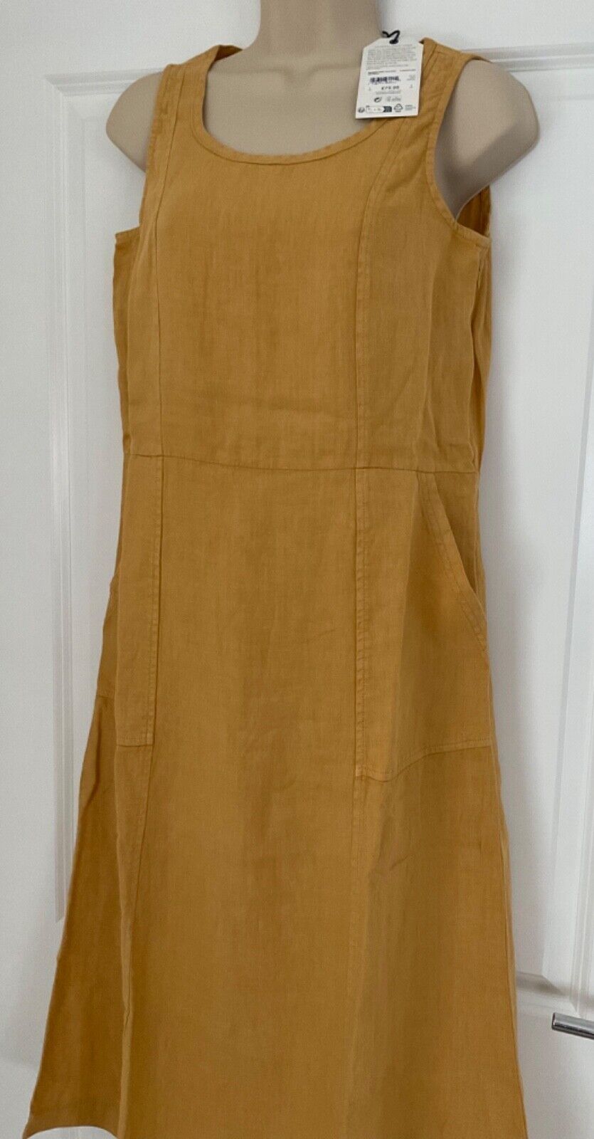 EX Seasalt Grass Wave Sleeveless Linen Dress Dark Sienna Sizes 8-22 RRP £75.95