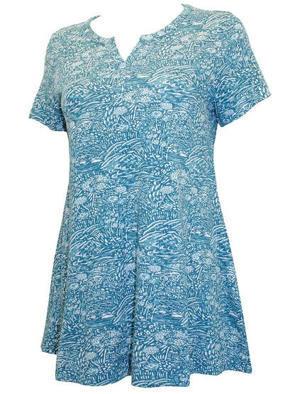EX Seasalt Turquoise Penwith Landscape Gouache Risso Jersey Top in Sizes 10-28