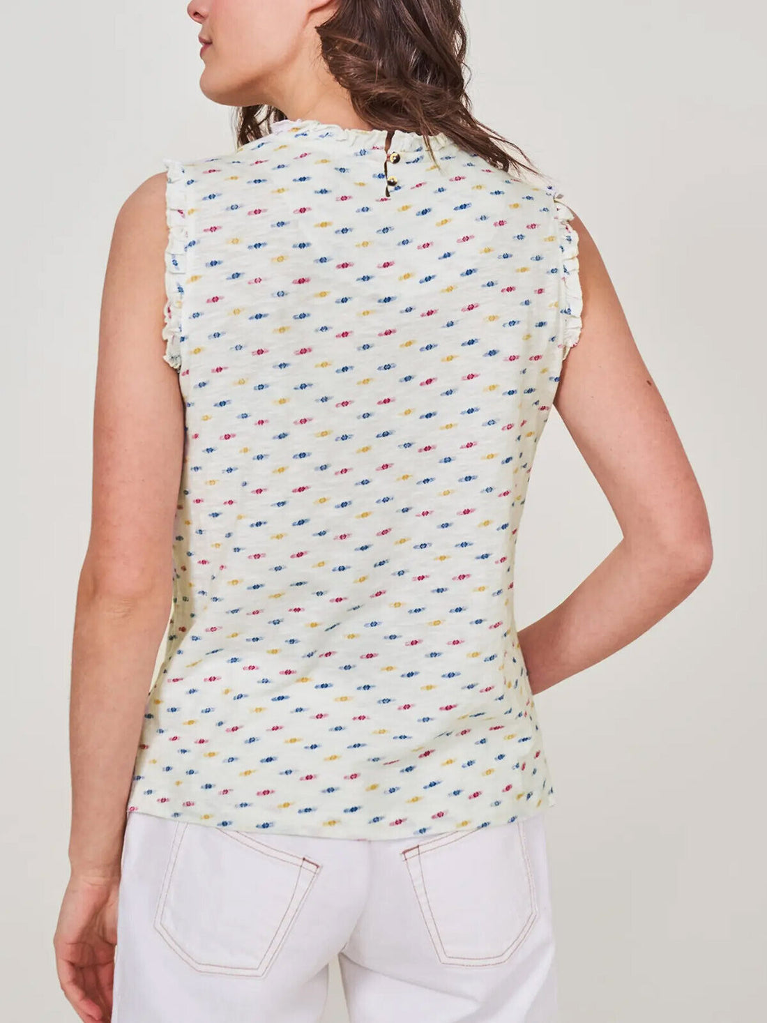 EX WHITE STUFF White Effie Jersey Vest in Sizes 10, 14, 16, 18 RRP £25