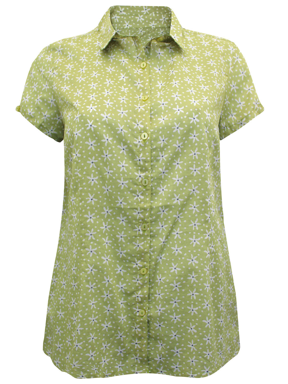 EX Seasalt Green Star Floral Rushmaker Short Sleeve Shirt 8 10 12 14 16 18 22 24