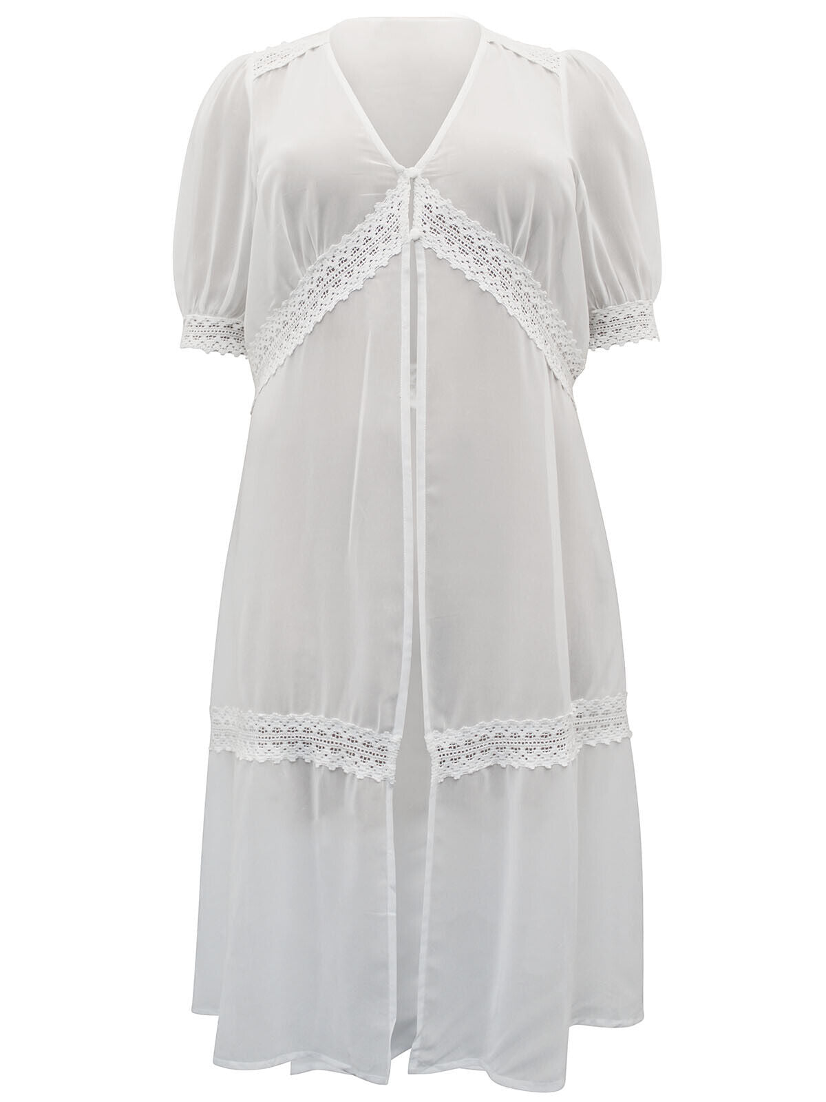 Simply Be Ivory SHEER Longline Short Sleeved Kimono 12 14 16 28 20 22 RRP £28