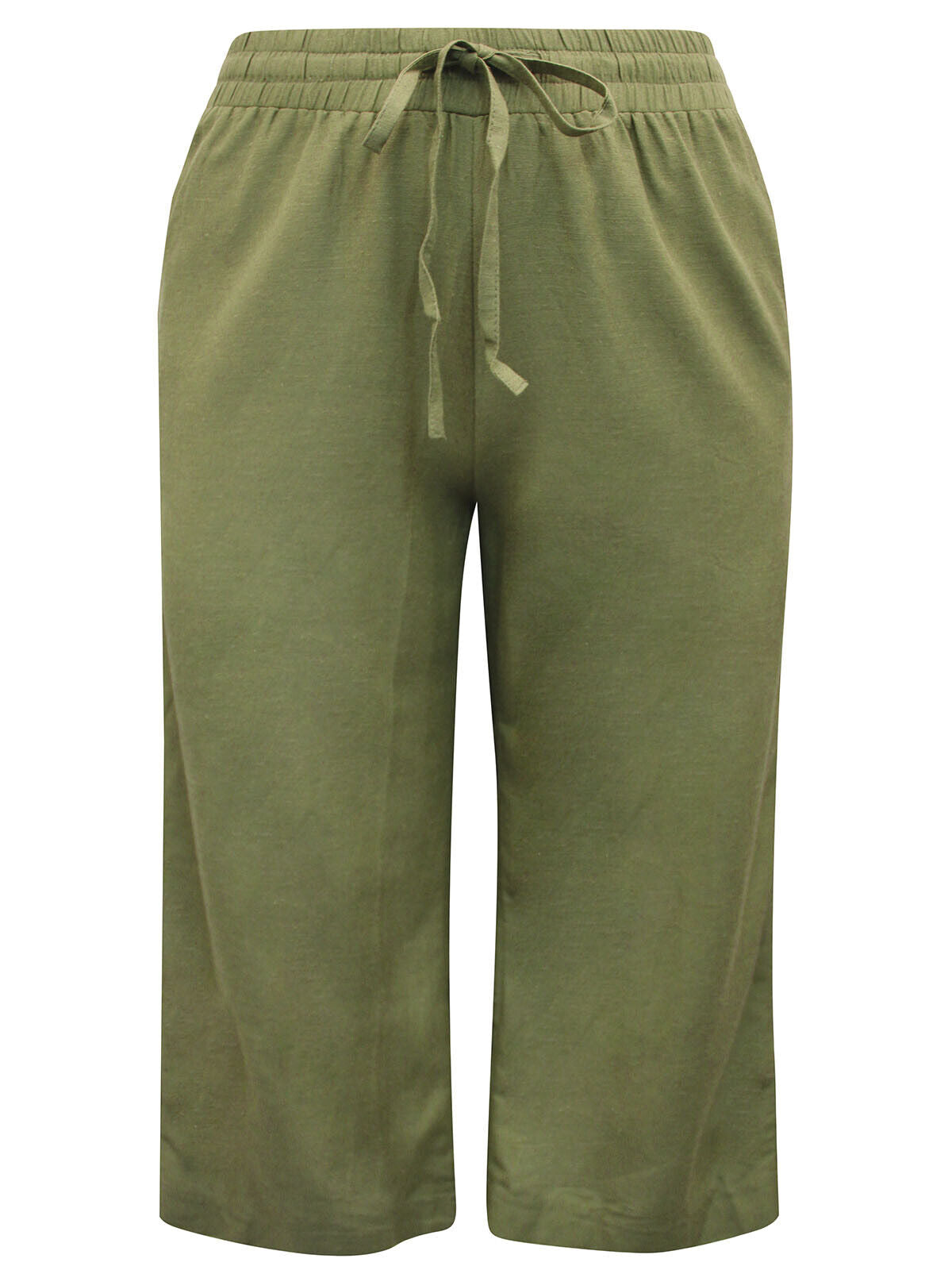 JD Williams Olive Linen Blend Cropped Trousers Sizes 16, 20, 22, 24, 26, 30, 32