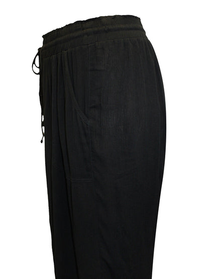 Simply Be Black Crinkle Tie Waist Wide Leg Culottes in Sizes 14-32 RRP £29