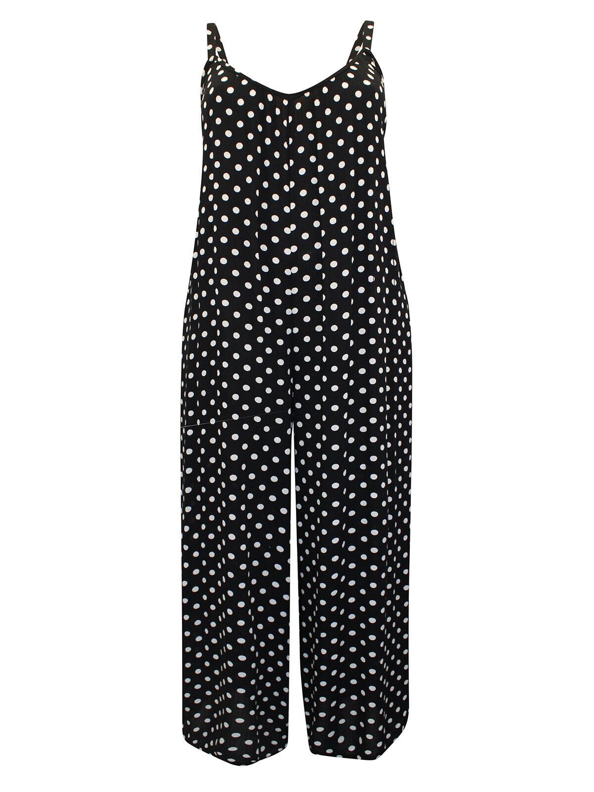 Simply Be Black Spot Tie Strap Crinkle Jumpsuit Sizes 12, 14, 16, 18, 20 RRP £35