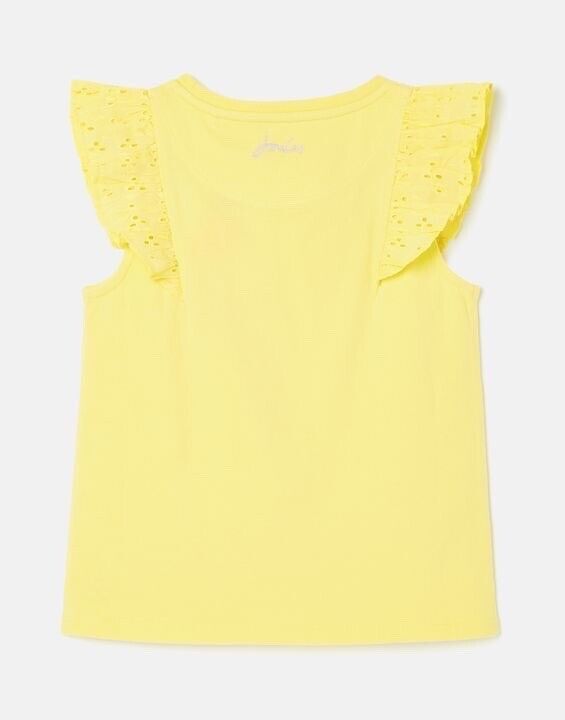 EX Joules Ayra Fabric Mix Flutter Top Primrose Yellow Sizes 2-8 RRP £18.95