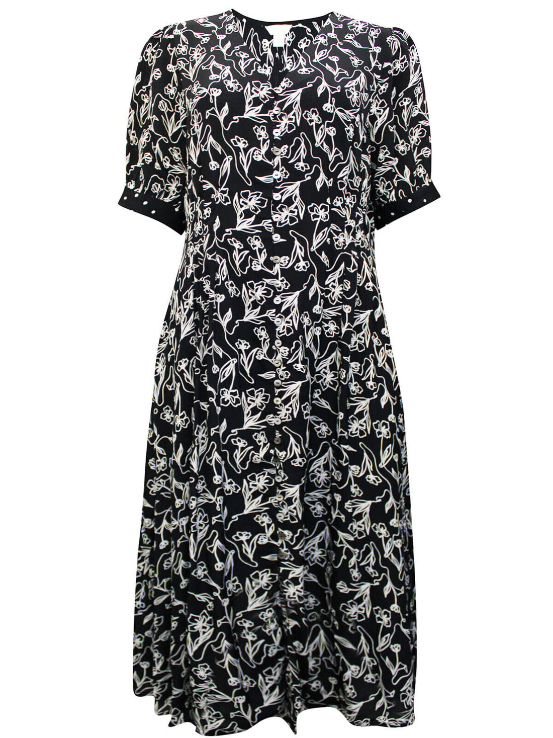 Ex Monsoon Black Jean Print Midi Dress in Sizes 8, 14, 16 RRP £70